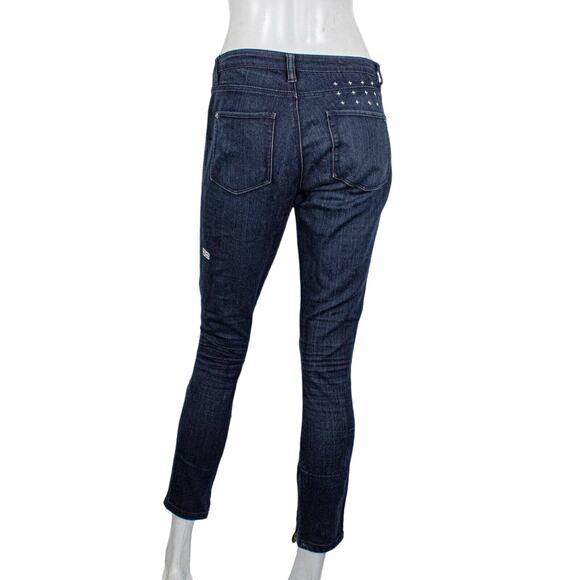 Ksubi Women's Spray on Skinny Jeans ankle zip crop in Blue after party Size 26 - Picture 2 of 12